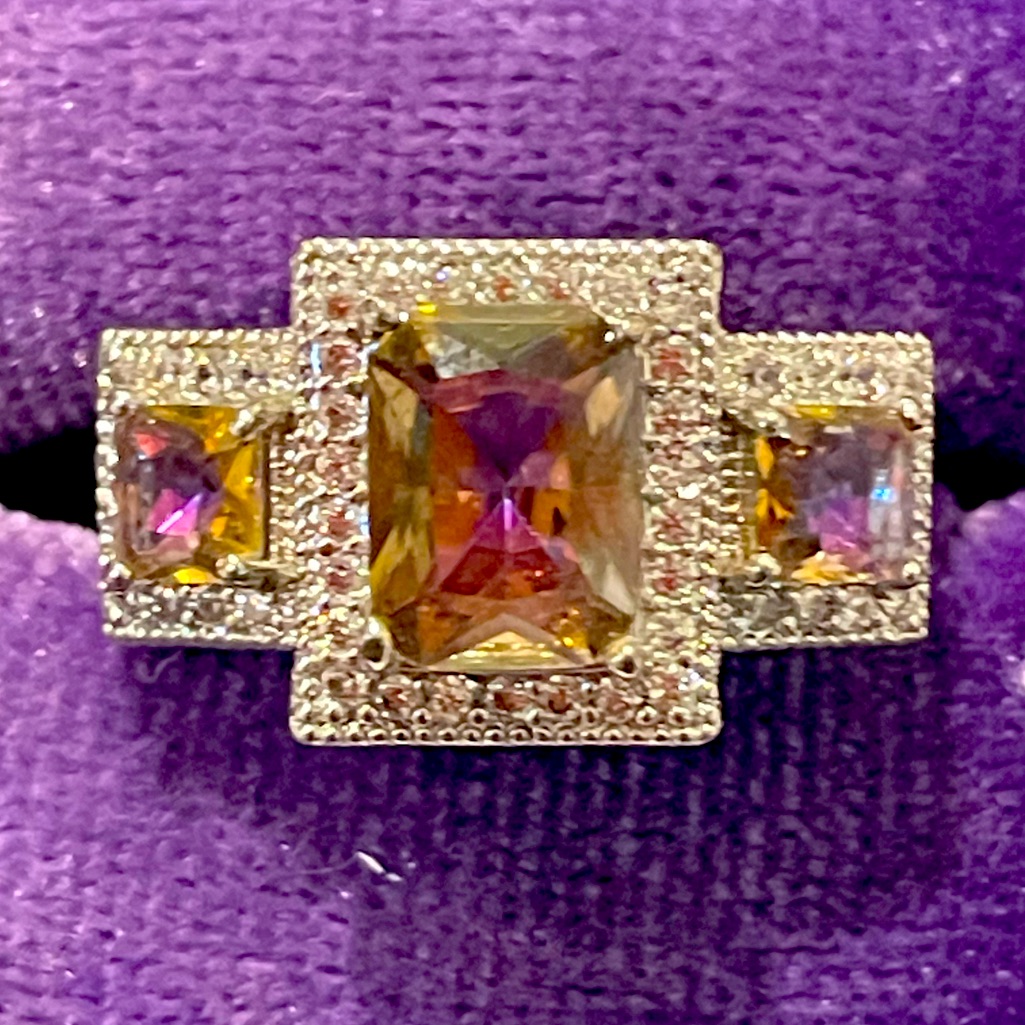 Ring Bomb Party Rbp Yellow Rainbow Topaz Queen Of Hearts Sz7 Euc 25$